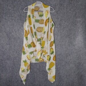 Janice Duster Women One‎ Size Cream Resort Tropical Pineapple Vacation Layering